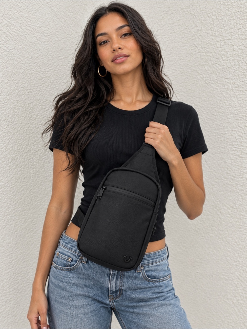 True Religion Designer Sling
Crossbody Bag Black Jody 2.0 Travel